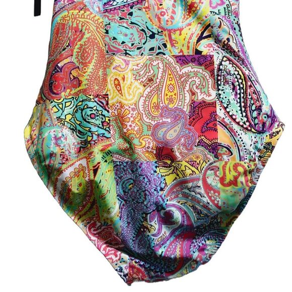 NWT BLEU ROD BEATTIE PAISLEY BOHEMIAN ASYMMETRICAL TOP ONE PIECE SWIMSUIT 6 $125 - Picture 11 of 11